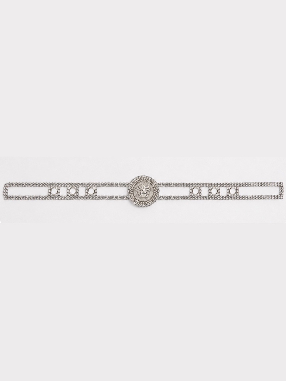 Gianni Versace Silver Chain Belt with Medusa Crystal Pave